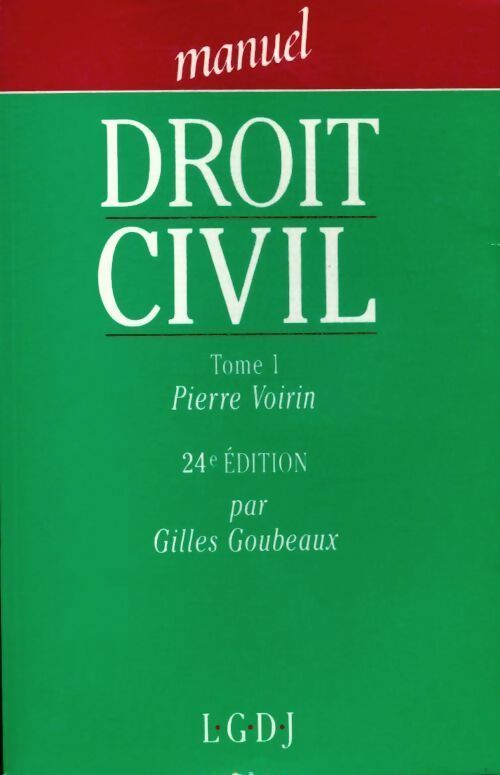 Manuel de droit civil Tome I - Pierre Voirin - Livre