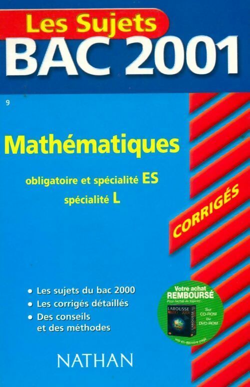 Mathématiques Terminale ES obligatoire et spécialité. Sujets corrigés 2001 - Marie-Dominique Danion - Livre