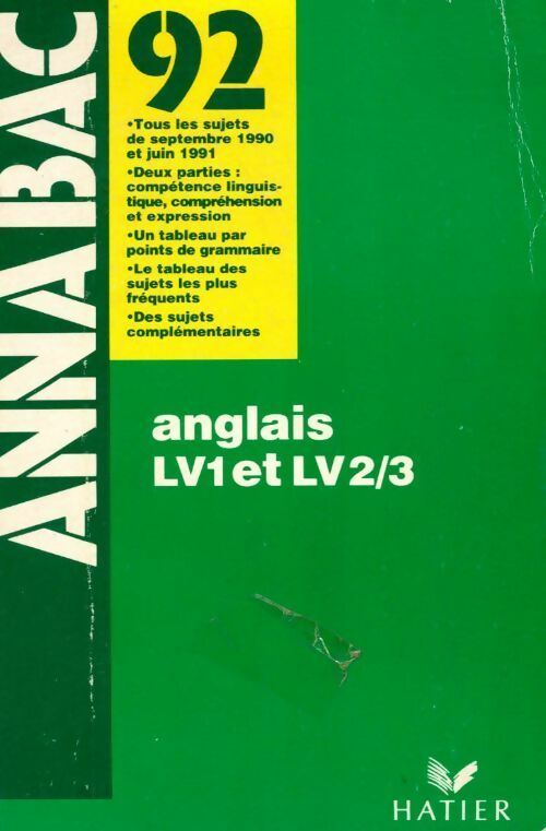 Anglais Terminales LV1 et LV2/3 1992 - Collectif - Livre