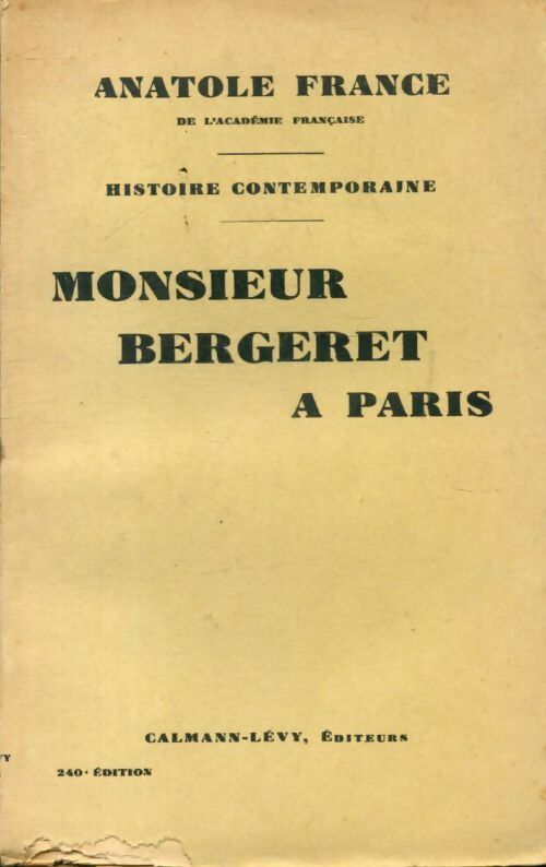 M. Bergeret à Paris - Anatole France - Livre