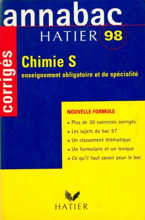 Chimie Terminale S corrigés 1998 - Collectif - Livre