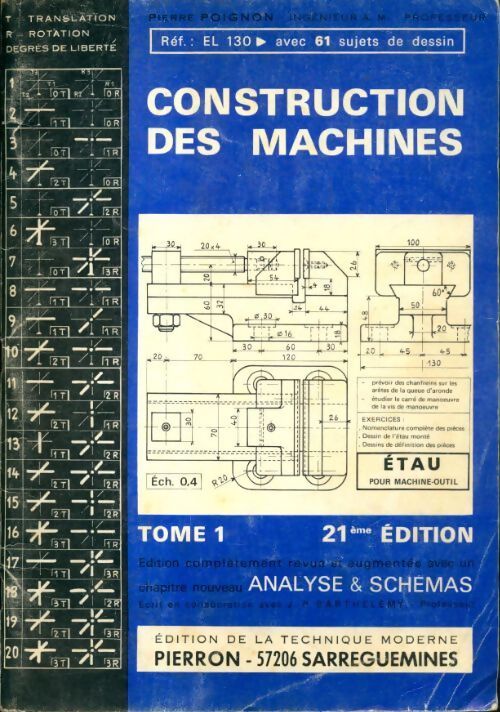 Construction des machines Tome I - Pierre Poignon - Livre