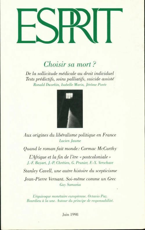 Esprit juin 1998 : Choisir sa mort ? - Collectif - Livre