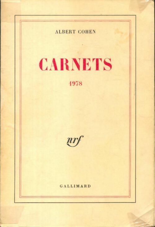 Carnets 1978 - Albert Cohen - Livre