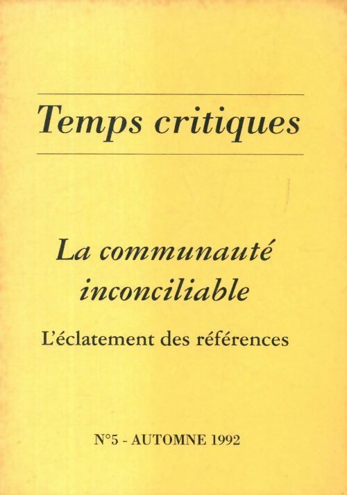 Temps critiques n°5 - Collectif - Livre