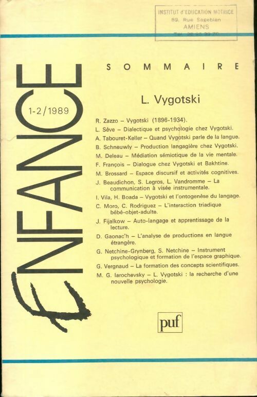 Enfance n°1-2 / 1989 - Collectif - Livre
