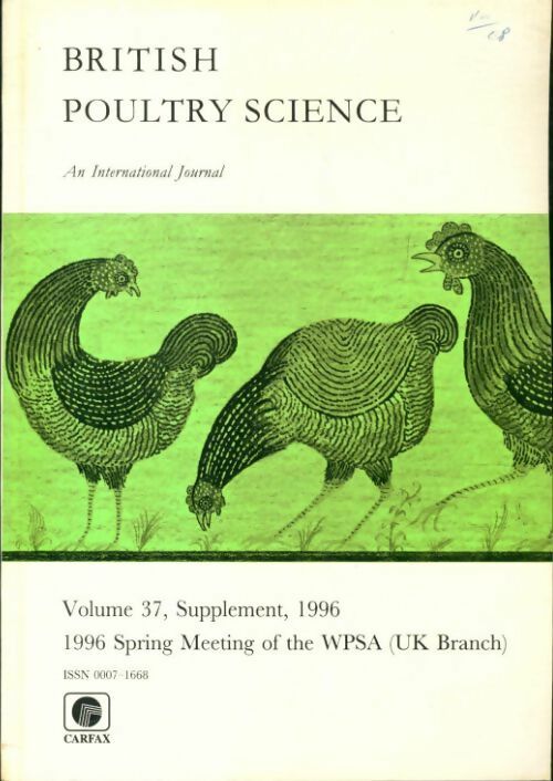British poultry science volume 37 supplément - Collectif - Livre