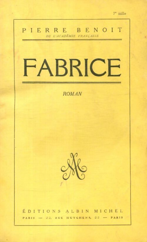 Fabrice - Pierre Benoit - Livre