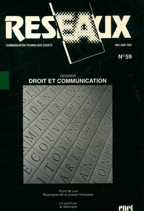 Réseaux n°59 : Droit et communication - Collectif - Livre