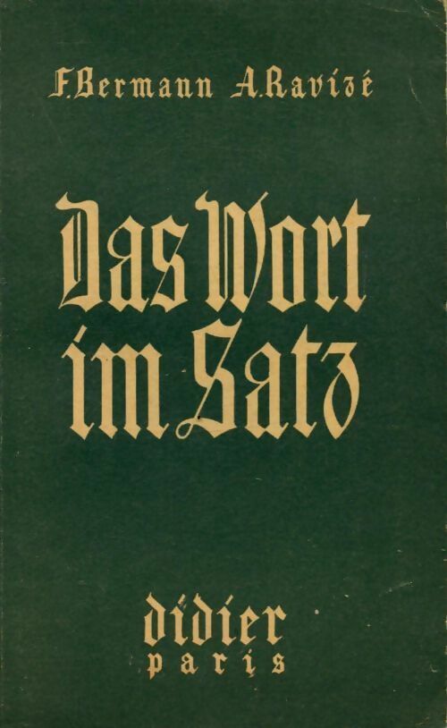 Das wort im satz - F. Bermann - Livre