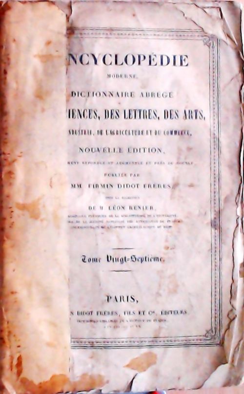 Encyclopédie moderne Tome XXVII : U-Zygène - Léon Renier - Livre