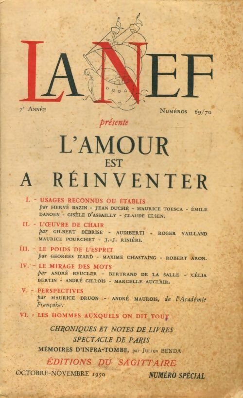 La nef n°69/70 : L'amour est à réinventer - Collectif - Livre