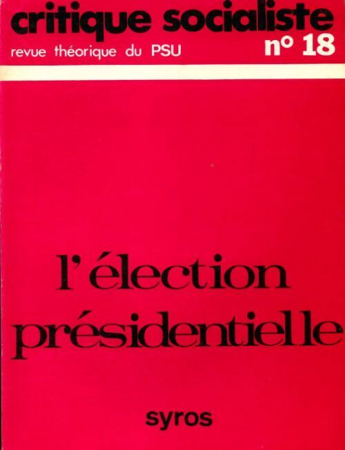 Critique socialiste n°18 - Collectif - Livre