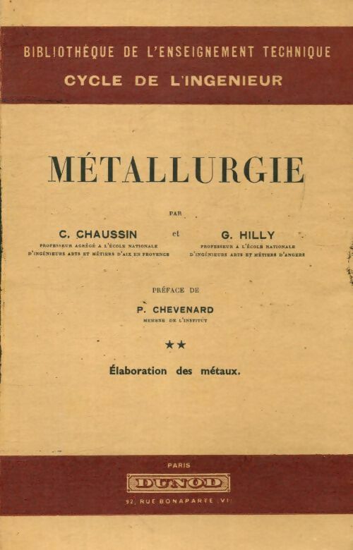 Métallurgie - C. Chaussin - Livre