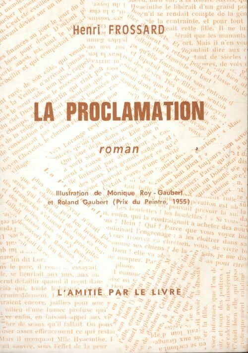 La proclamation - Henri Frossard - Livre