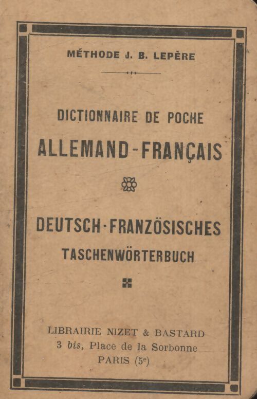 Dictionnaire de poche allemand-français - J B Lepère - Livre