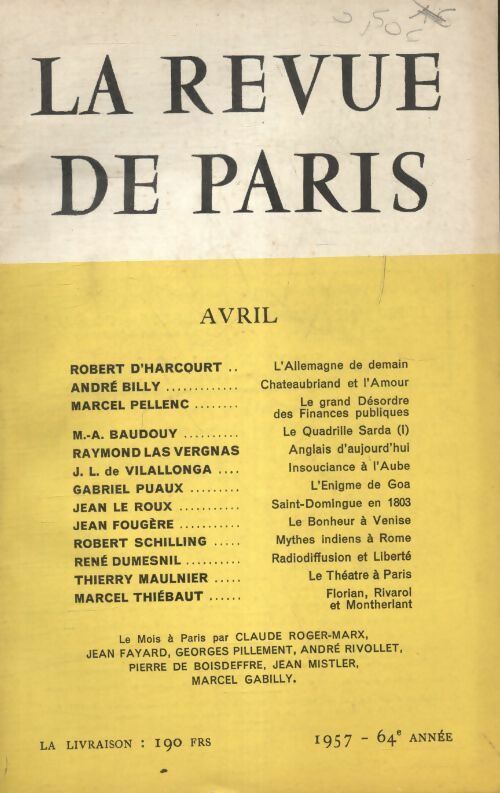 La revue de Paris avril 1957 n°4 - Collectif - Livre