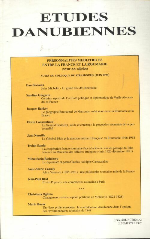 Études danubiennes n°2 Tome XIII - Collectif - Livre