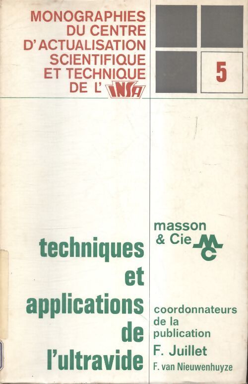 Techniques et applications de l'ultravide - Collectif - Livre