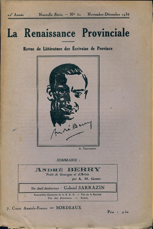 La renaissance provinciale n°51 : André Berry - Collectif - Livre