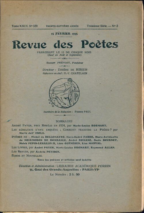 Revue des poètes n°329 - Collectif - Livre