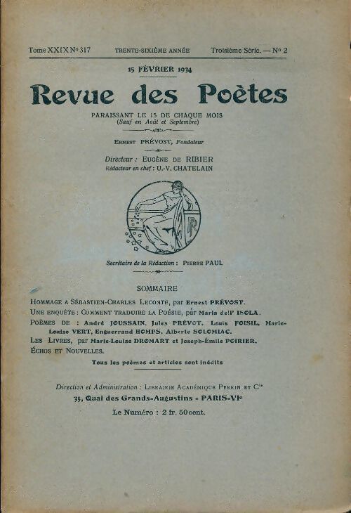 Revue des poètes n°317 - Collectif - Livre