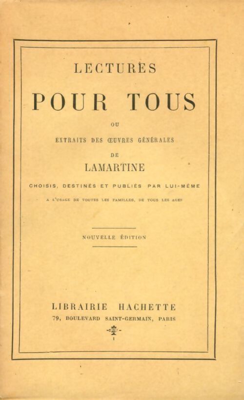 Lectures pour tous  - Alphonse De Lamartine - Livre
