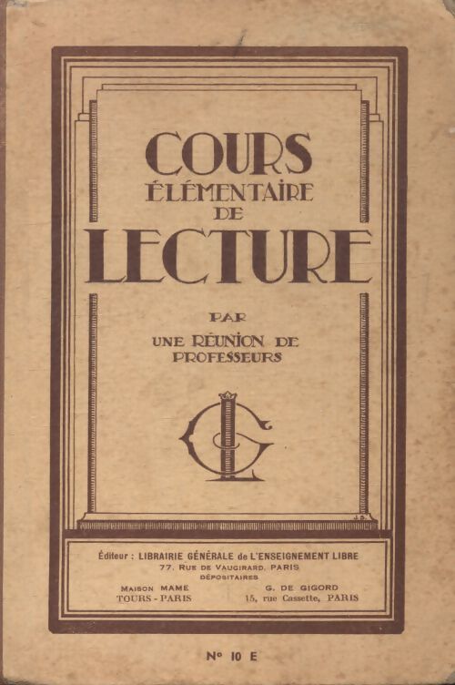 Cours élémentaire de lecture - Collectif - Livre