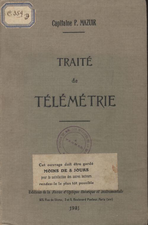 Traité de télémétrie. - P Mazuir - Livre