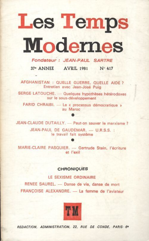 Les temps modernes n°417 - Collectif - Livre
