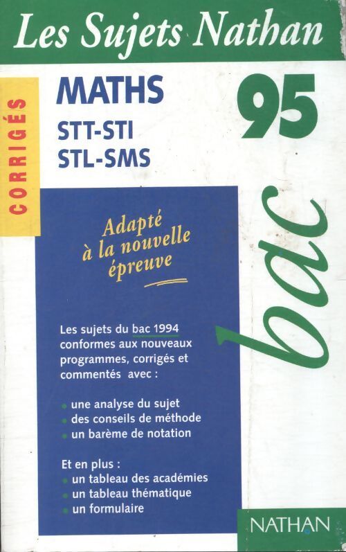 Maths STT, STI, STL, SMS sujets corrigés - Collectif - Livre