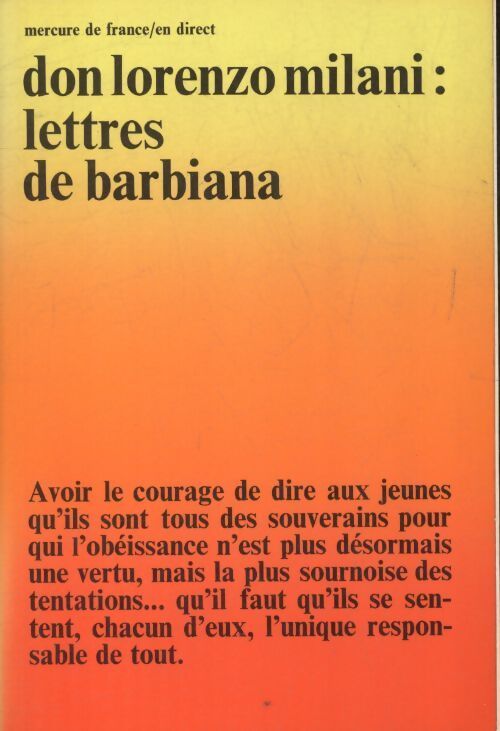 Lettres de Barbiana - Don Lorenzo Milani - Livre