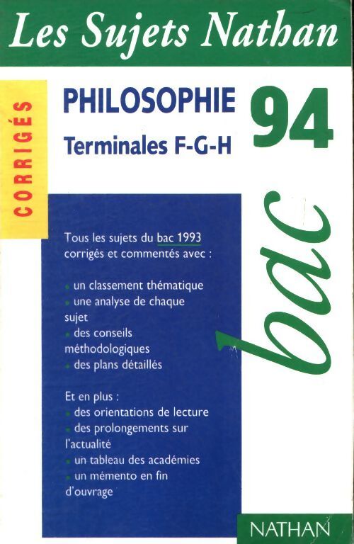Philosophie terminales F,G,H 1994 - Josiane Leborgne-Papazian - Livre