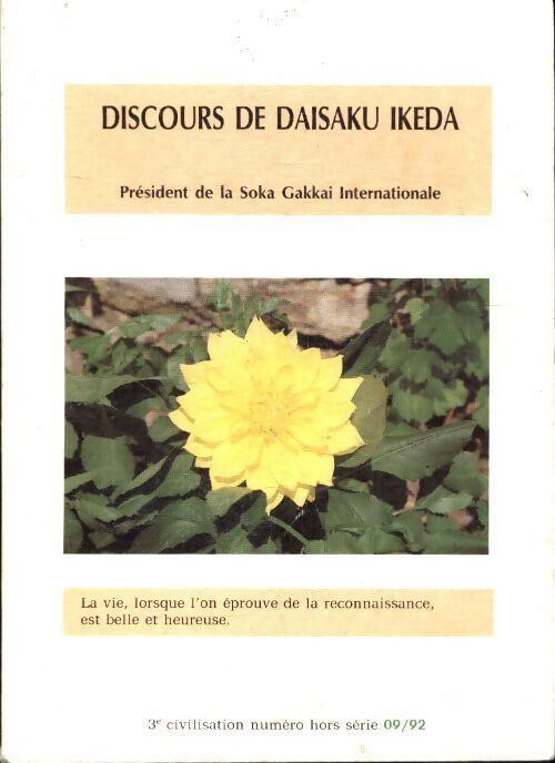Discours de Daisaku Ikeda septembre 1992 - Daisaku Ikeda - Livre