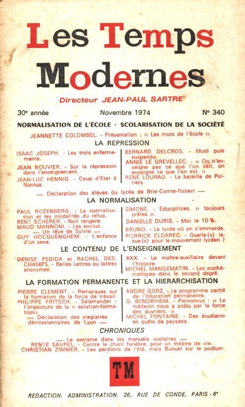 Les temps modernes n°340 - Collectif - Livre
