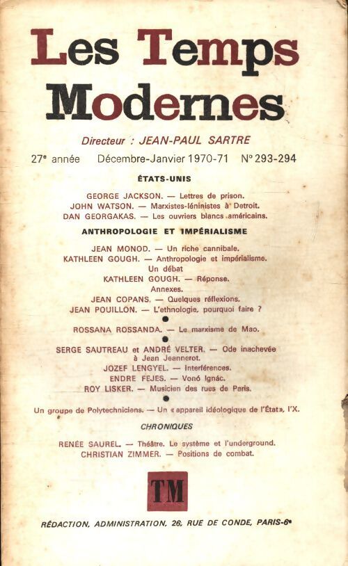 Les temps modernes n°293/294 - Collectif - Livre