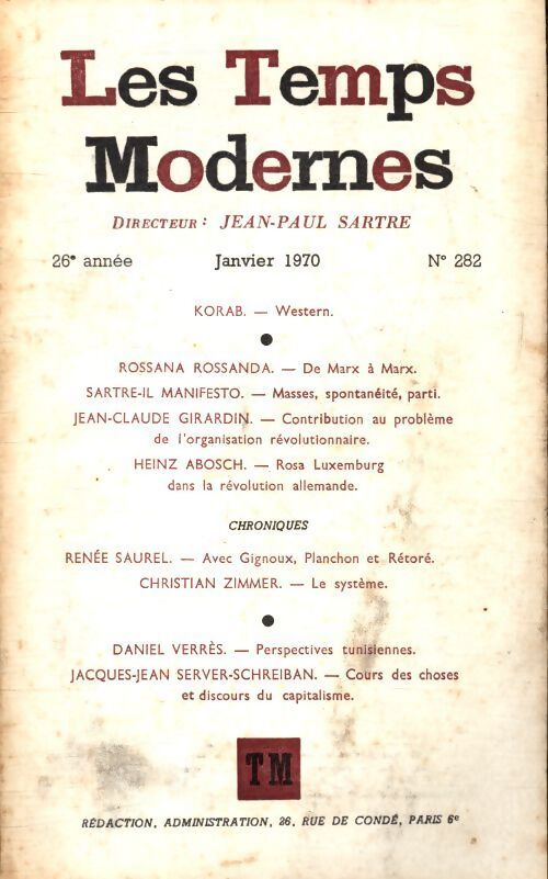 Les temps modernes n°282 - Collectif - Livre