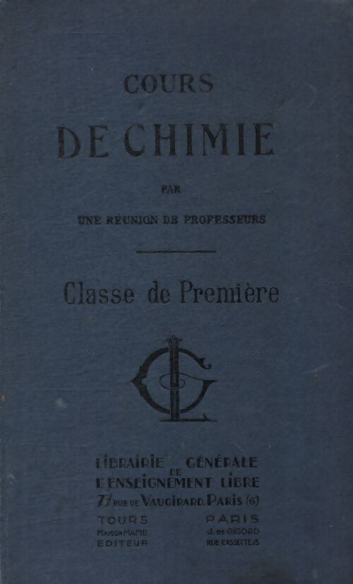Cours de chimie 1ère - Collectif - Livre