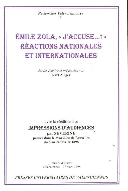 Recherches valenciennoises n°2 : Emile Zola, J'accuse - Karl Zieger - Livre