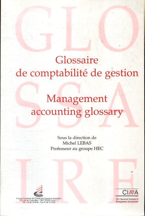 Glossaire de comptabilité de gestion - Collectif - Livre