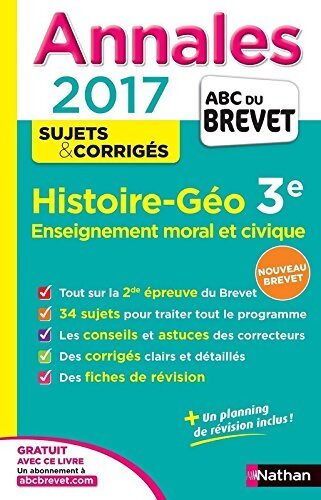 Annales  2017 histoire, géographie, enseignement moral et civique 3e - L. Genet - Livre
