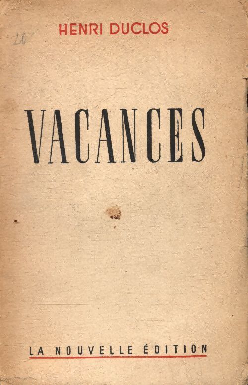 Vacances - Henri Duclos - Livre