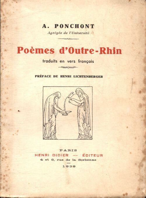 Poèmes d'Outre-Rhin - A Ponchont - Livre
