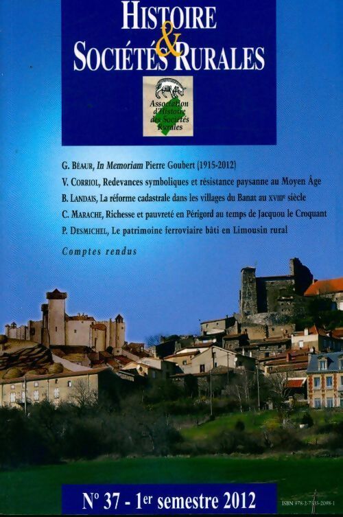 Histoire & sociétés rurales n°37 - Jean-Marc Moriceau - Livre