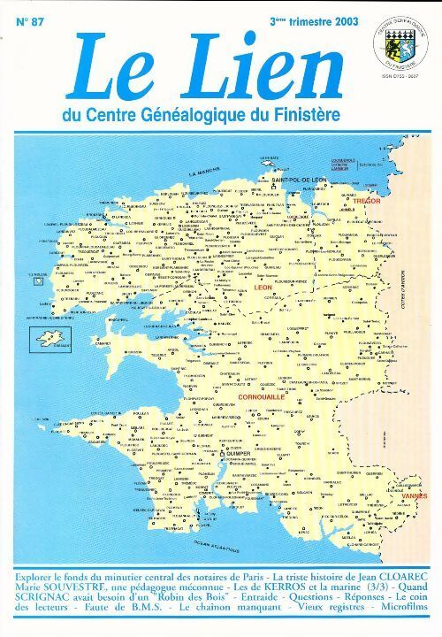 Le lien du centre généalogique Finistère n°87 - Collectif - Livre