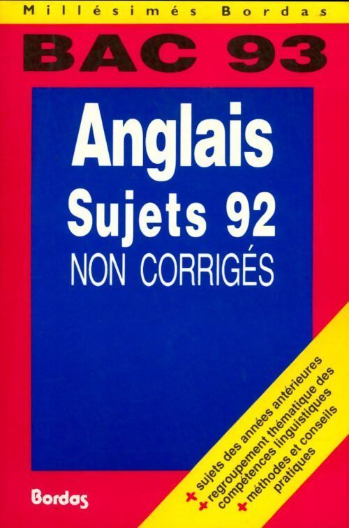 Anglais Sujets 92 non corrigés - Collectif - Livre