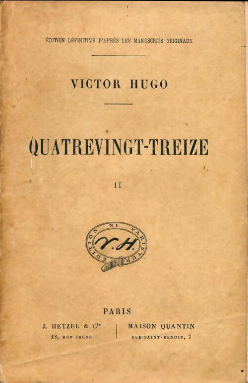 Quatre-vingt-treize Tome II - Victor Hugo - Livre