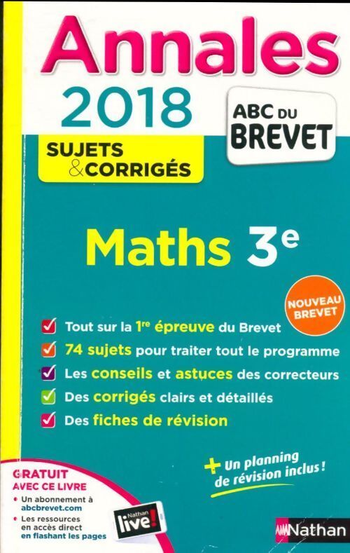 Maths 3e Brevet sujets & corrigés 2018 - Carole Feugère - Livre