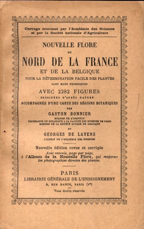 Nouvelle flore du nord de la France et de la Belgique - Georges De Layens - Livre