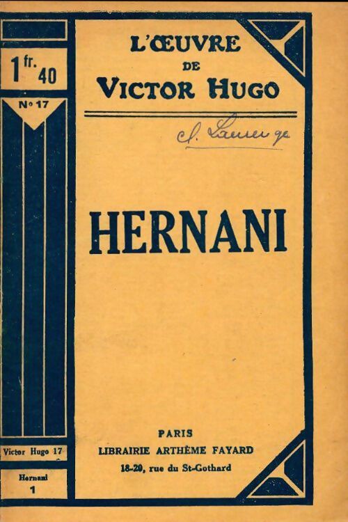 Hernani - Victor Hugo - Livre